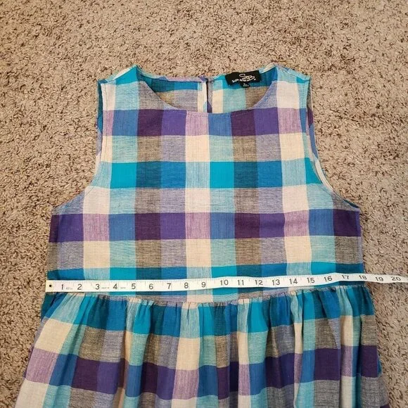 Suzanne Betro Checked Picnic Boho Maxi Dress S - Picture 7 of 10